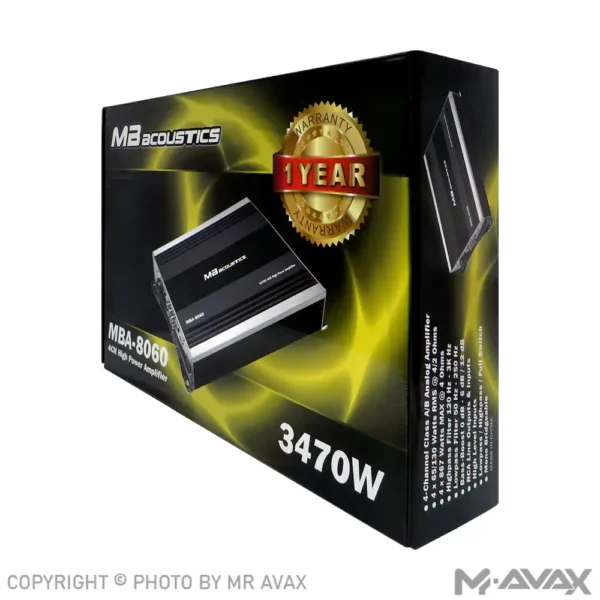 آمپلی فایر 4 کانال ام بی آکوستیک مدل MBA-8060