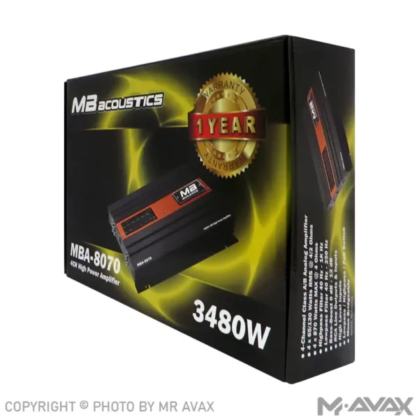 آمپلی فایر 4 کانال ام بی آکوستیک مدل MBA-8070