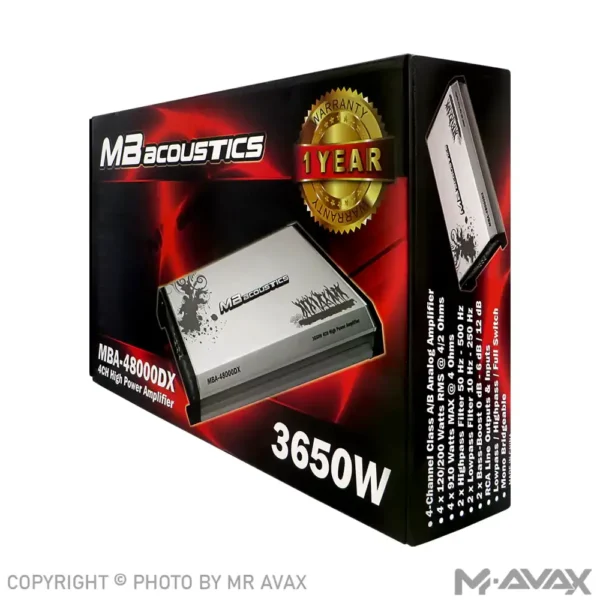 آمپلی فایر 4 کانال ام بی آکوستیک مدل MBA-48000DX