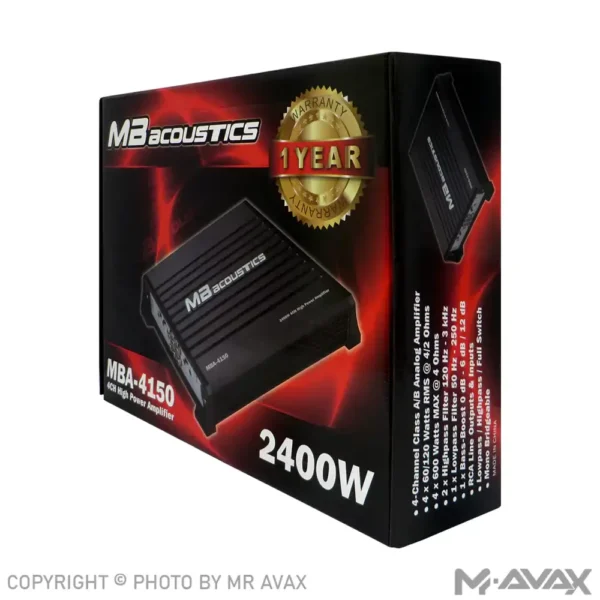 آمپلی فایر 4 کانال ام بی آکوستیک مدل MBA-4150