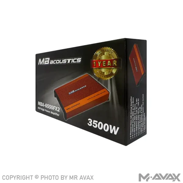 آمپلی فایر 4 کانال ام بی آکوستیک مدل MBA-6550FX2