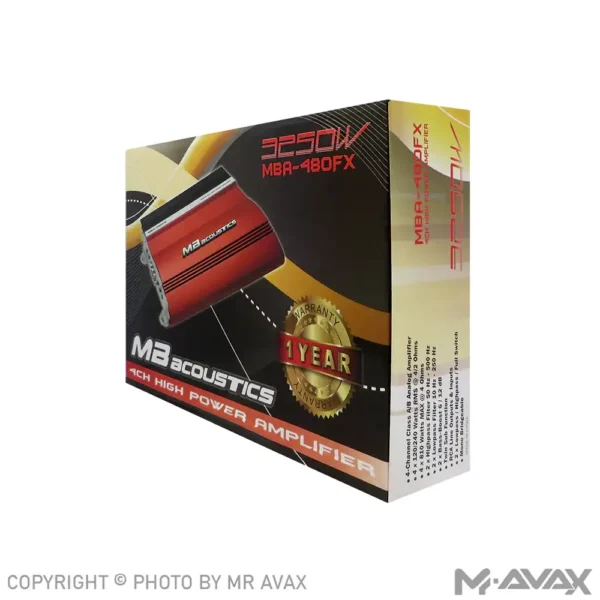 آمپلی فایر 4 کانال ام بی آکوستیک مدل MBA-480FX - Image 4