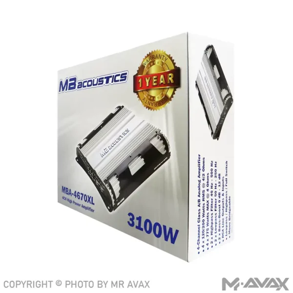 آمپلی فایر 4 کانال ام بی آکوستیک مدل MBA-4670XL