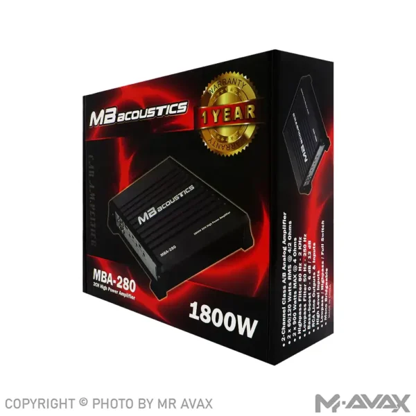 آمپلی فایر 2 کانال ام بی آکوستیک مدل MBA-280