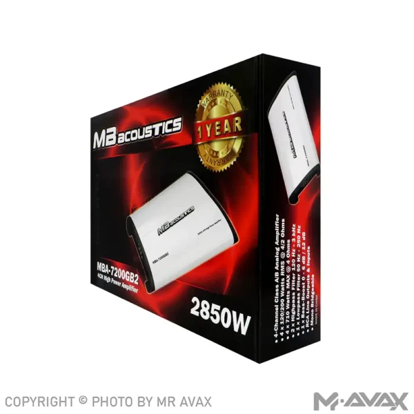 آمپلی فایر 4 کانال ام بی آکوستیک مدل MBA-7200GB2