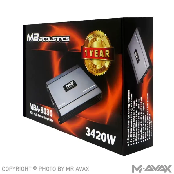 آمپلی فایر 4 کانال ام بی آکوستیک مدل MBA-8030